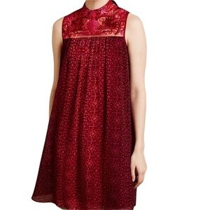 Niki Tlahayair (Anthropologie) Amara baby doll dress, 8, red/pink, bohemian
